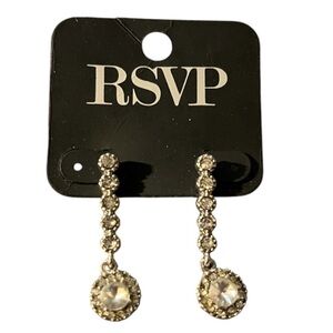 RSVP silver toned circular rhinestone dangle pierced earrings